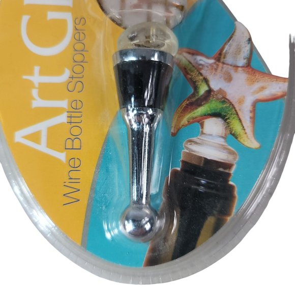 NEW LS Arts Art Glass Wine Bottle Stopper Pearlized Teardrop Leaf Stripes Dots - Picture 3 of 6